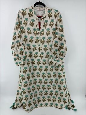 Women’s Floral Print Tunic Dress in Teal and Olive